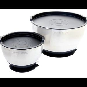 2 pc Curtis Stone Suctioning Stainless Steel Mixing Bowls